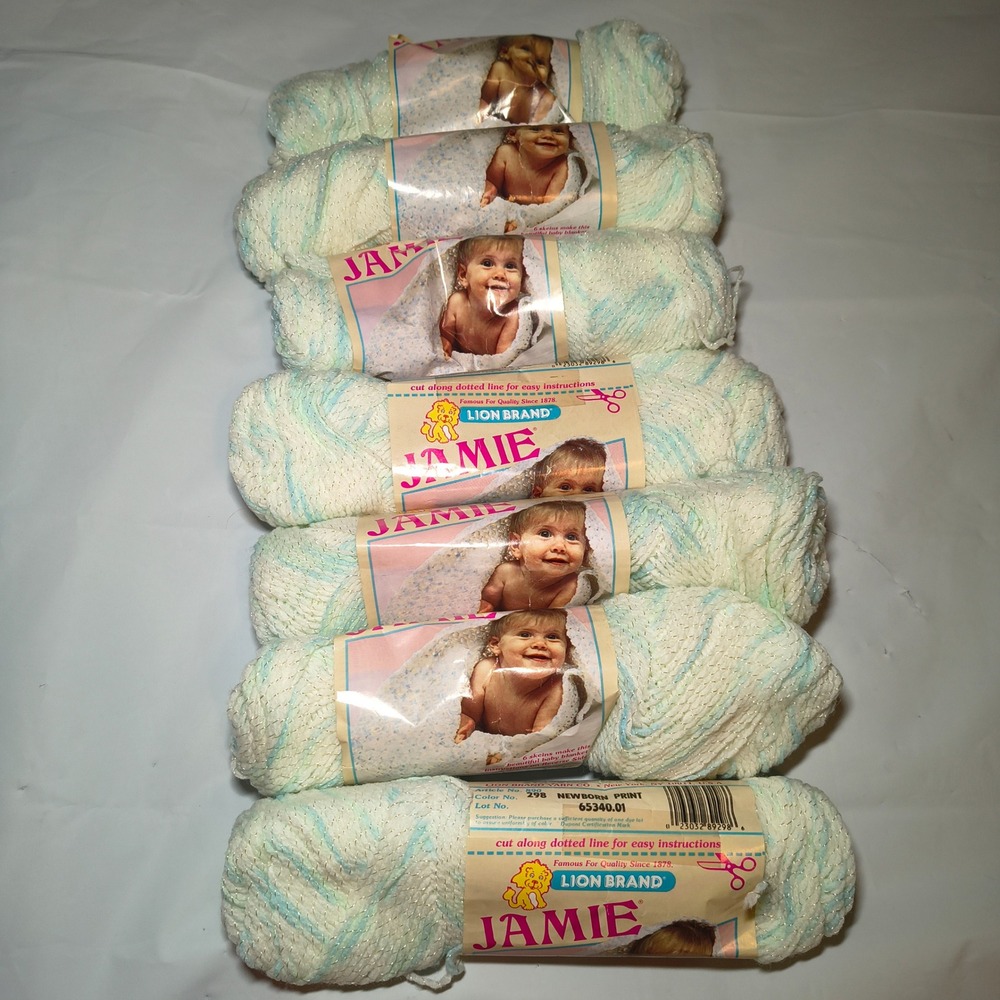 7 Skeins Lion Brand Jamie Baby Yarn Newborn Print 298 Vintage Pompadour Blue